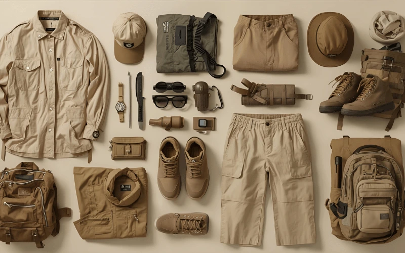 لباس کامل آقایان و بانوان در سافاری دبی همراه با تجهیزات ضروری