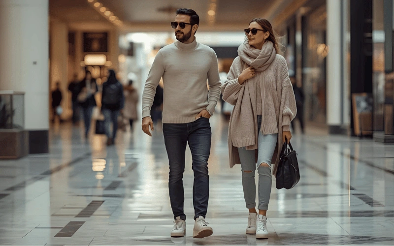 مرکز خرید دبی مال با لباس سبک و شیک زمستانی