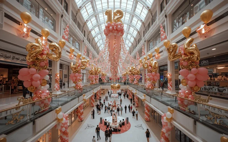 دبی مال با تم رنگی صورتی و طلایی مخصوص تولد