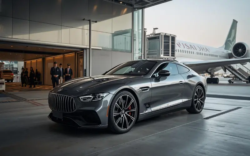 تحویل خودرو لوکس اجاره شده در فرودگاه بین‌المللی دبی