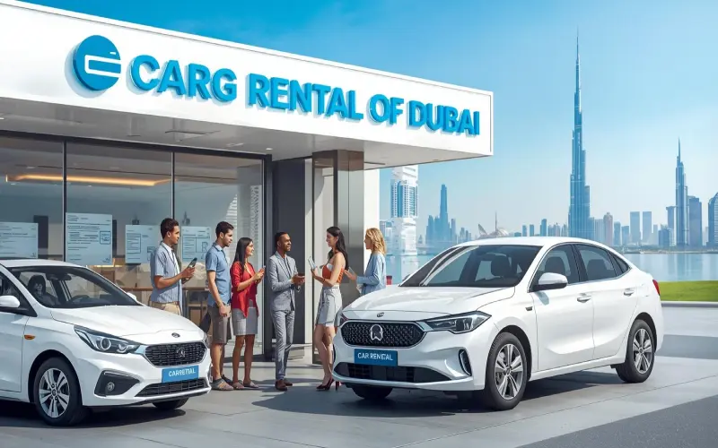 خانواده توریستی در حال انتخاب خودرو برای اجاره کردن