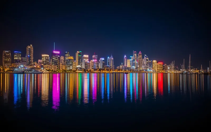مارینا دبی با نور های شبانه یکی از بهترین جاها برای افراد مجرد