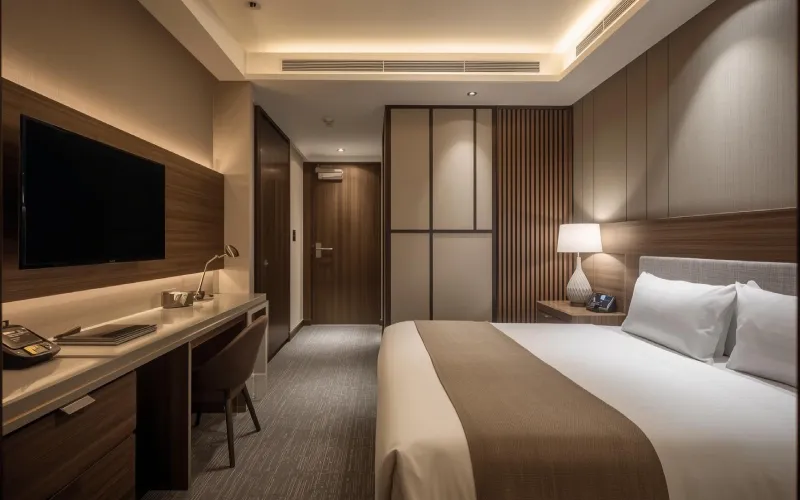 تصویر داخلی اتاق یک هتل مناسب سفرهای محردی در دبی با سبک مدرن