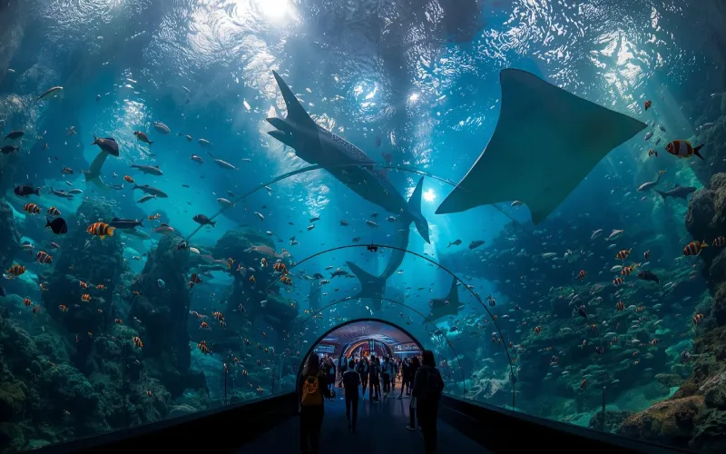 تونل آکواریوم دبی مال یکی از جذاب تزین مکان ها برای عکاسی افراد مجرد